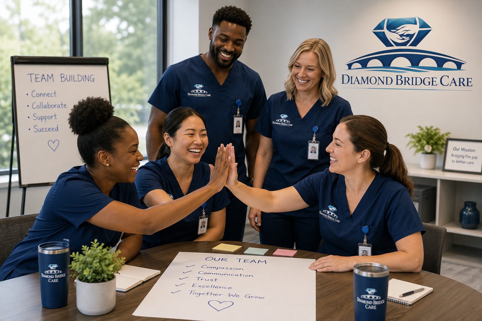 Diamond Bridge Care caregiver team celebrating together